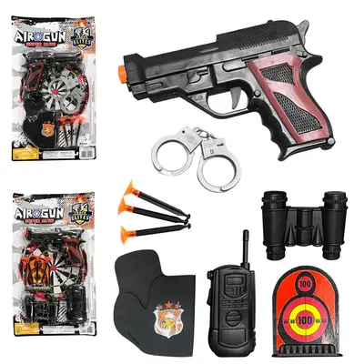 PISTOLA / REVOLVER LANCA DARDO VENTOSA COM 3 DARDOS + ALGEMA E ACESSORIO AIROGUN SUPER ALVO
