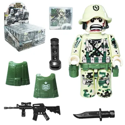 BONECO SOLDADO MILITAR MONTA E DESMONTA COM ACESSORIOS DESERT STORM TLEG