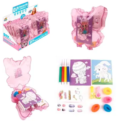 KIT BELEZA / BIJUTERIA INFANTIL BORBOLETA COM PRESILHA + LAPIS HIDROCOR E ACESSORIOS TK-AB6495