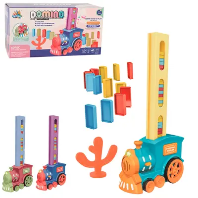 TREM / TRENZINHO LOCOMOTIVA MONTA DOMINO COM 60 PECAS A PILHA