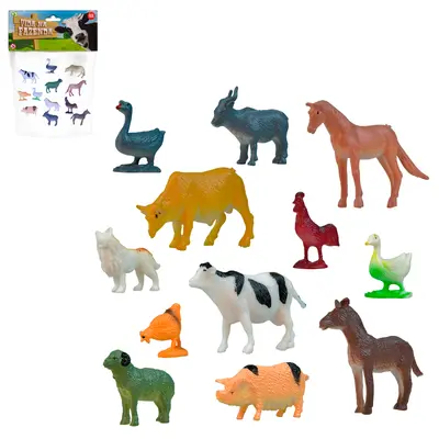 KIT ANIMAL FAZENDA DE PVC VIDA NA FAZENDA COM 12 PECAS