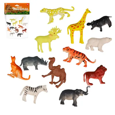 KIT ANIMAL SELVAGEM DE PVC REINO ANIMAL COM 12 PECAS
