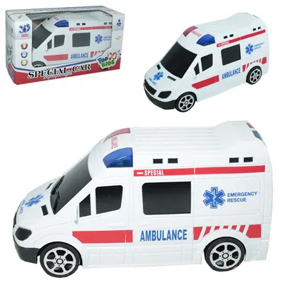 CARRO BATE E VOLTA AMBULANCIA SPECIAL CAR COM SOM E LUZ 3D A PILHA TOP KIDS