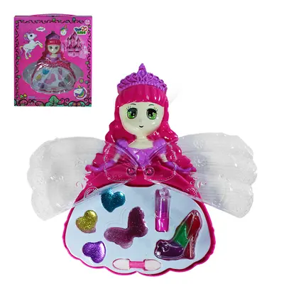 ESTOJO DE MAQUIAGEM COM SOMBRA + BATOM E PINCEL PARA BONECA PRINCESA TOP KIDS