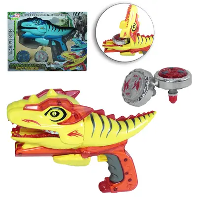 PIAO / BLADE COM LANCADOR DINOSSAURO TOP GIRO RADICAL COM LUZ A BATERIA TOP KIDS 3 PECAS