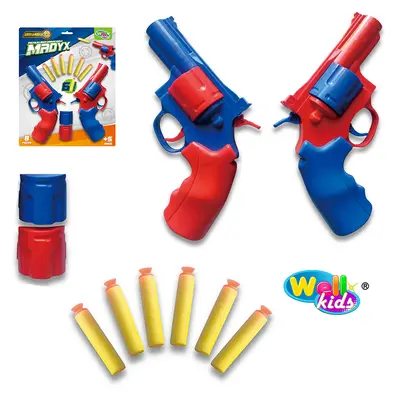 PISTOLA / REVOLVER LANCA DARDO ESPUMA / VENTOSA DUPLA COM 6 DARDOS MADYX ULTRAMIRA