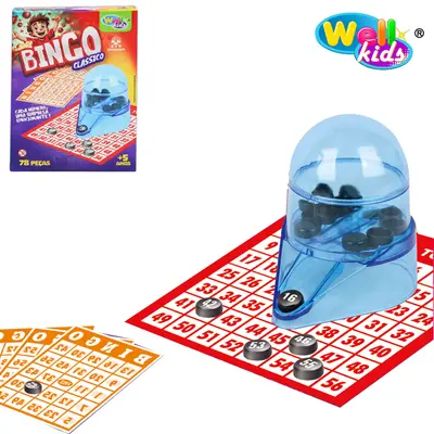 BINGO DE PLASTICO CLASSICO COM 15 CARTELAS + 60 NUMEROS