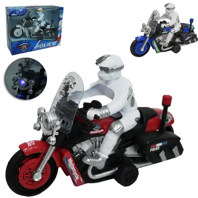 MOTO A FRICCAO COM BONECO POLICIA + SOM E LUZ A BATERIA