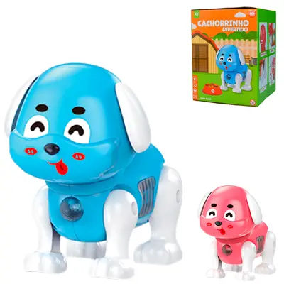 CACHORRO DIVERTIDO COM SOM + LUZ A PILHA