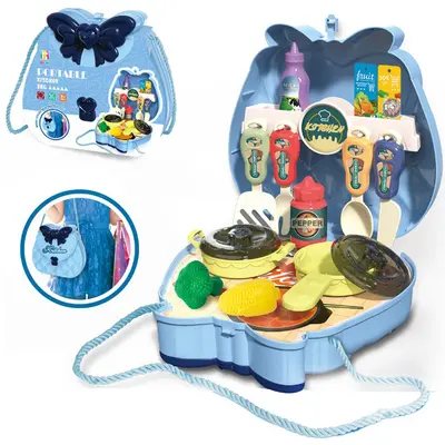 KIT COZINHA INFANTIL COM PANELA E ACESSORIOS KITCHEN BAG 18 PECAS NA MALETA