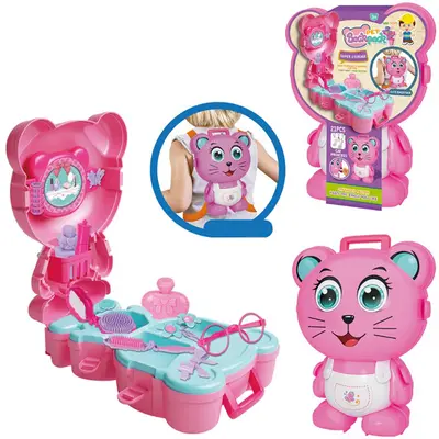 KIT BELEZA INFANTIL COM OCULOS + BATOM E ACESSORIOS 21 PECAS NA MALETA GATINHA