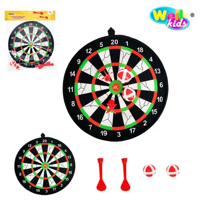 JOGO DE DARDOS COM 2 DARDOS + 2 BOLAS DE VELCRO + ALVO 28CM DE Ø NA SOLAPA WELLKIDS