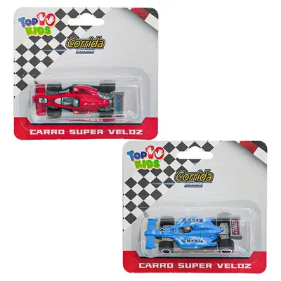 CARRO DE METAL FORMULA 1 CORRIDA EXTREMA SUPER VELOZ TOP KIDS RODA LIVRE CRT