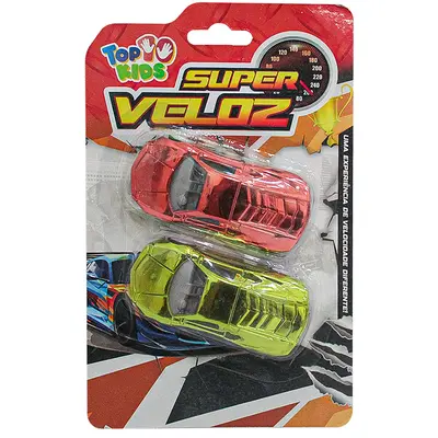 CARRO SUPER VELOZ TOP KIDS RODA LIVRE COM 2 PECAS