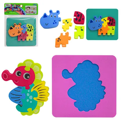 TABULEIRO DIDATICO EDUCATIVO QUEBRA CABECA DE ENCAIXE ANIMAL DE EVA 14CM