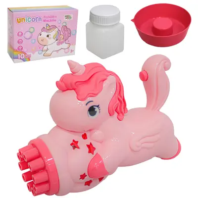 LANCA BOLHA DE SABAO PISTOLA UNICORNIO COM 10 BICOS A PILHA
