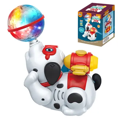 CACHORRO CRAWLING SPRAY DOG COM SOM E LUZ + GLOBO GIRATORIO A PILHA