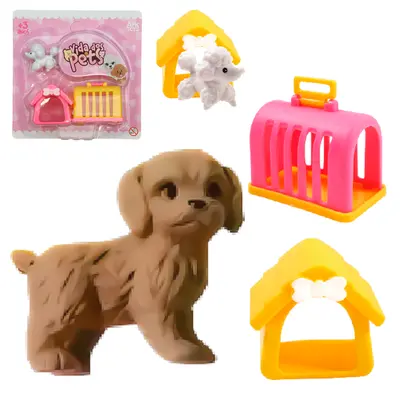 KIT PET COM CACHORRO + CASA / CASINHA E CAIXA TRANSPORTADORA VIDA DOS PETS