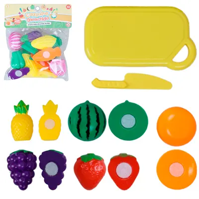 KIT COZINHA INFANTIL COM FRUTAS / LEGUMES + FACA E TABUA COM VELCRO COZINHA DIVERTIDA 8 PECAS