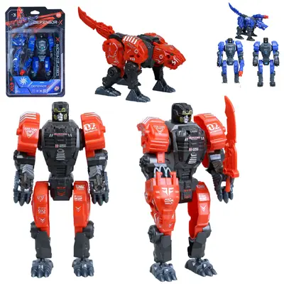 ROBO TRANSFORME ANIMAL SELVAGEM DEFENSOR-X COM ACESSORIOS 4 PECAS
