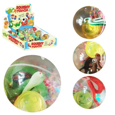 BOLA / BOLINHA PULA PULA COM COBRA + LUZ SQUISHY MANIA A BATERIA 6,5CM DE Ø DP PLAY