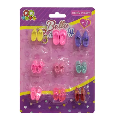KIT SAPATOS E SANDALIAS PARA BONECA BELLA BEAUTY 9 PARES