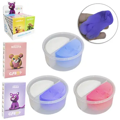 MASSINHA DE MODELAR ESTICA E PULA CLAYEEZ AIR CLAY PET 7 CORES NO POTE / SACHE 36 / 2G DP PLAY