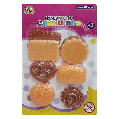 KIT COZINHA INFANTIL BRINCANDO DE COMIDINHA BOLACHAS 8 PECAS