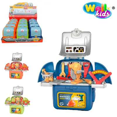 KIT FERRAMENTA INFANTIL COM SERROTE + CHAVES E ACESSORIOS 22 PECAS NA MALETA DP PLAY WELLKIDS