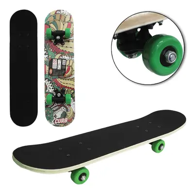 SKATE COM SHAPE DE MADEIRA LIXA + TRUCK DE NYLON E RODA DE PVC DRAGAO VERDE 59X14,5CM