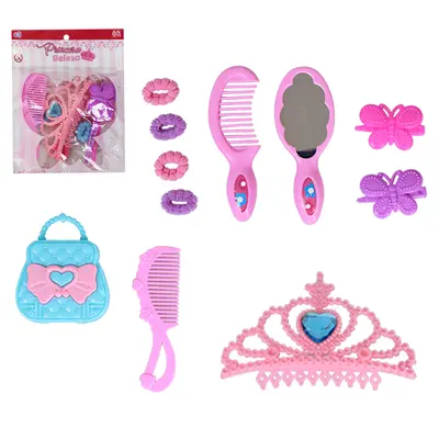 KIT BELEZA INFANTIL COM KIT ACESSORIOS PARA CABELO ELASTICO / RABICO PRINCESA 8 PECAS