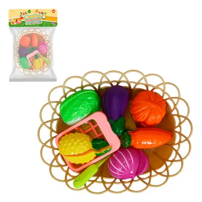 KIT COZINHA INFANTIL COM CESTA + FRUTAS / LEGUMES E ACESSORIOS COM VELCRO COZINHA DIVERTIDA 10 PECAS