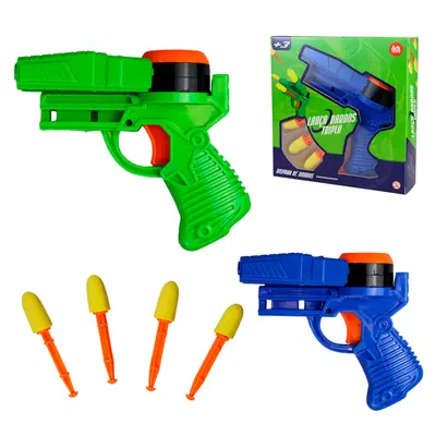 PISTOLA LANCA DARDO ESPUMA COM 4 DARDOS