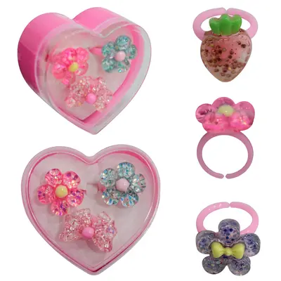 KIT BELEZA INFANTIL COM ANEL COM 3 PECAS NO ESTOJO CORACAO 5,5X3CM