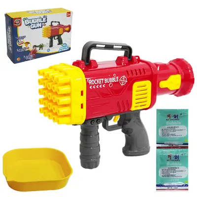 LANCA BOLHA DE SABAO PISTOLA BUBBLE GUN COM 25 FUROS + 2 REFIS A PILHA