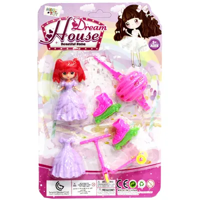 BONECA DREAM HOUSE TROCA ROUPA DE PLASTICO COM PATINETE + PATINS + CAPACETE 6 PECAS