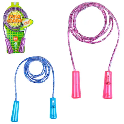 PULA CORDA COM EMPUNHADURAS DE PLASTICO + LUZ A BATERIA 2,3M