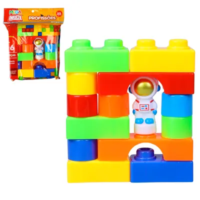 BLOCOS DE MONTAR BLOCKS PROFISSOES COM BONECO 14 PECAS
