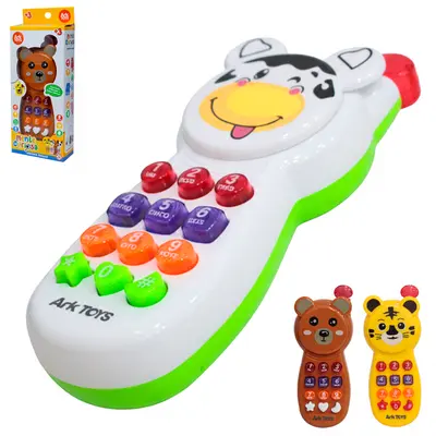 CELULAR MUSICAL INFANTIL ANIMAIS MENTE CURIOSA COM LUZ A PILHA