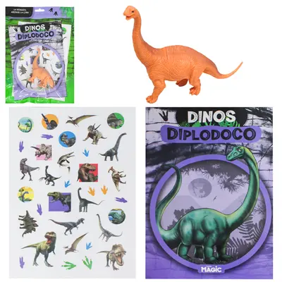 LIVRO DINOS DIPLODOCO C/DINOSSAURO + ADESIVOS 17,5X14CM