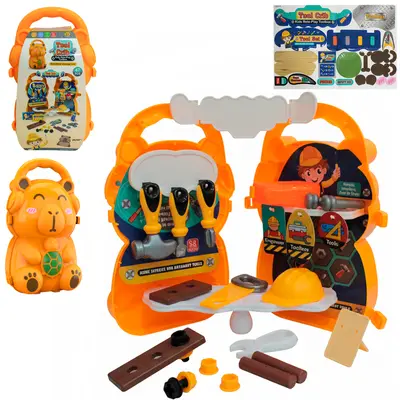 KIT FERRAMENTA INFANTIL COM SERROTE + MARTELO E ACESSORIOS TOOL CRIB X-CELL 47 PECAS NA MALETA CAPIVARA