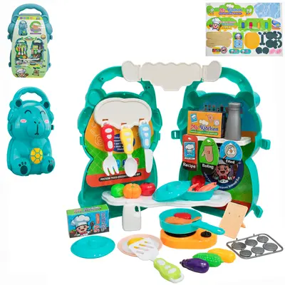 KIT COZINHA INFANTIL COM FOGAO + FRIGIDEIRA E ACESSORIOS MY KITCHEN X-CELL 48 PECAS NA MALETA CAPIVARA