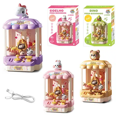 MAQUINA GARRA PEGA BICHINHOS DE PELUCIA INFANTIL COM SOM + LUZ E ACESSORIOS