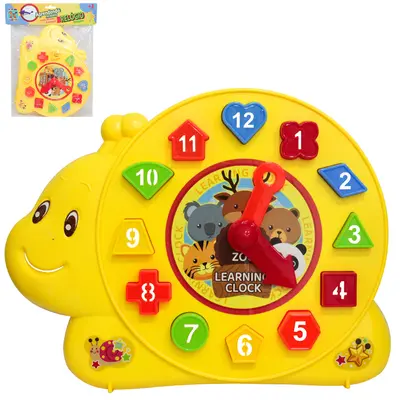 RELOGIO DE ENCAIXE DIDATICO EDUCATIVO ANIMAIS APRENDENDO AS HORAS COM 13 PECAS 28,5X23CM