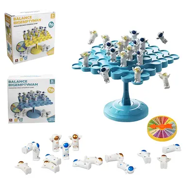 JOGO EQUILIBRIO COM 60 ASTRONAUTA + ROLETA + SUPORTE + DADO E SACO DE PLASTICO RETANGULAR