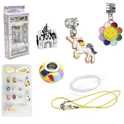 KIT BELEZA / BIJUTERIA INFANTIL COM 58 MICANGAS PULSEIRA E COLAR BEADED BRACELET SET