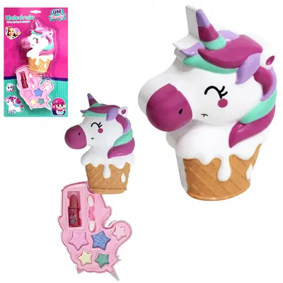ESTOJO DE MAQUIAGEM COM SOMBRA + BATOM E PINCEL UNICORNIO DM BEAUTY