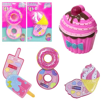 ESTOJO DE MAQUIAGEM COM SOMBRA + BATOM E PINCEL DELICIAS DONUT / PICOLE / CUPCAKE / SORVETE DM BEAUTY