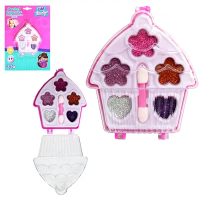 ESTOJO DE MAQUIAGEM COM SOMBRA GLITTER + PINCEL POCKET CUPCAKE DM BEAUTY