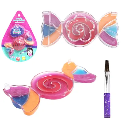 ESTOJO DE MAQUIAGEM COM GLOSS BRILHO LABIAL COM GLITTER + PINCEL CANDY DM BEAUTY